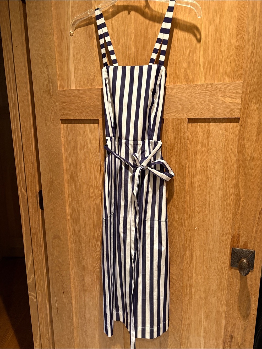 Womanโs J Crew polished cotton apron dress